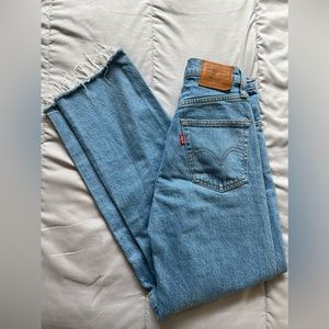 Levi’s blue jeans, rib cage straight ankle